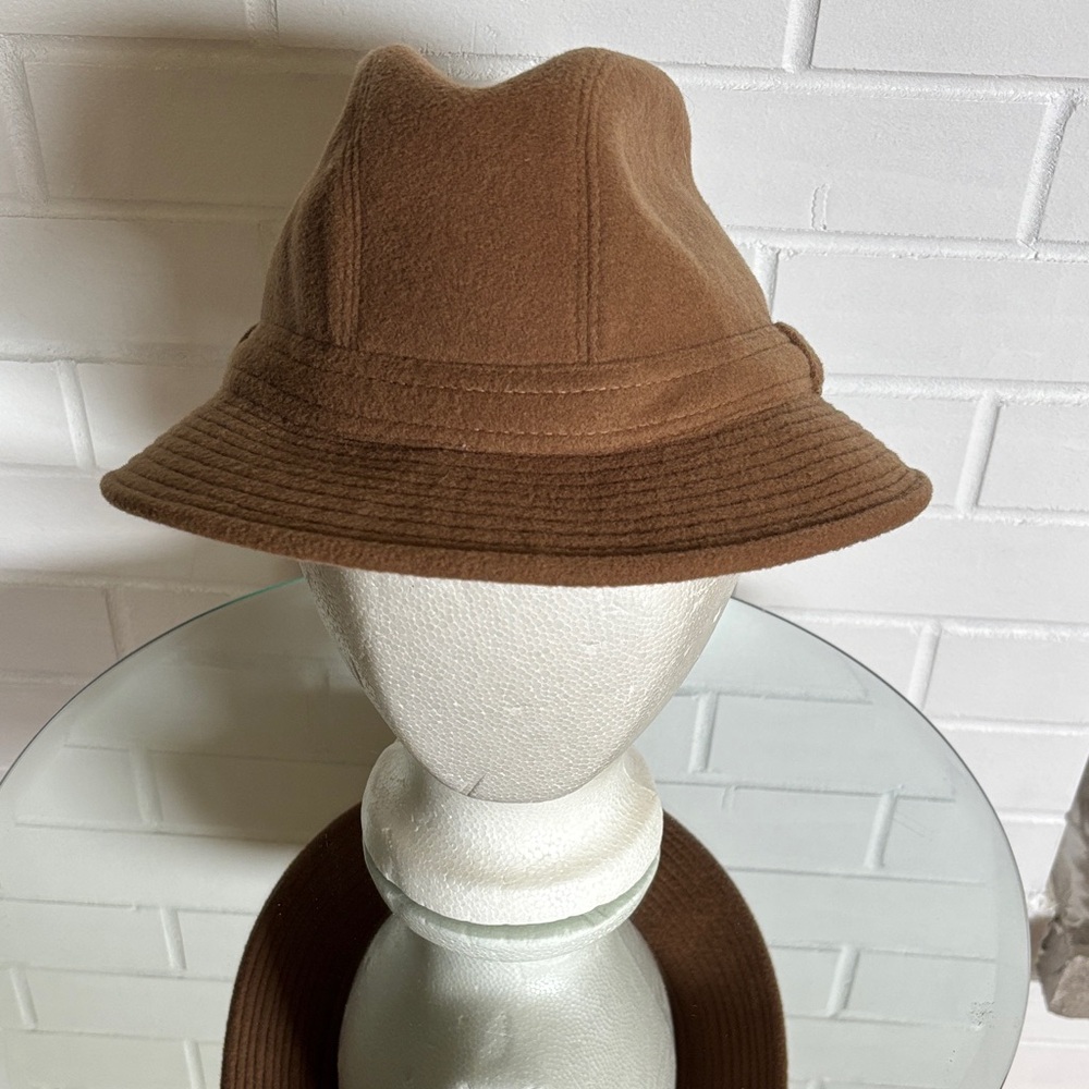 Stylish Vintage Cashmere Blend Camel Brown Fedora